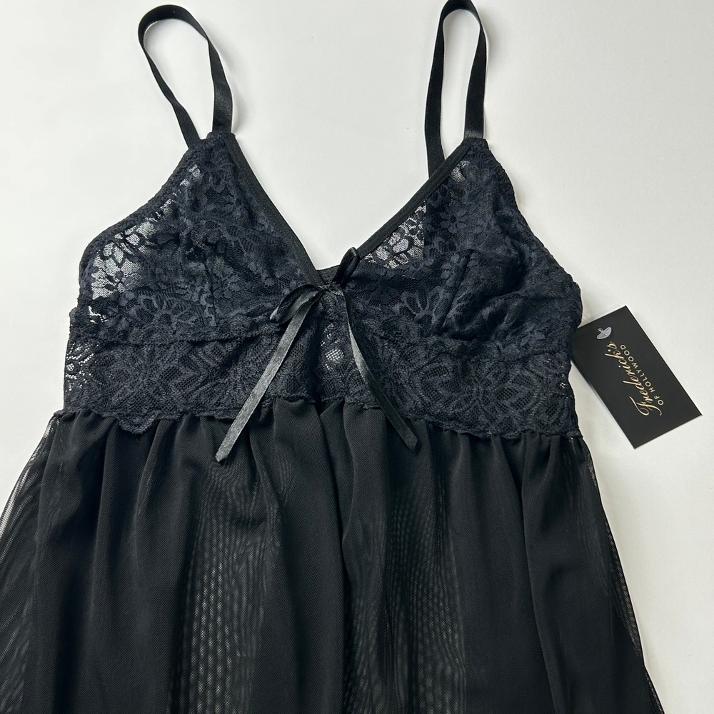 Fredericks of Hollywood Leslie Black Lace Chemise Thong Set Size M NWT - Picture 3 of 9
